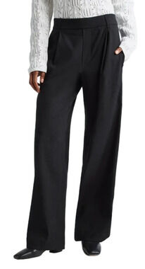 Vince Pants Straight Leg Linen Blend Pull-On black Large L